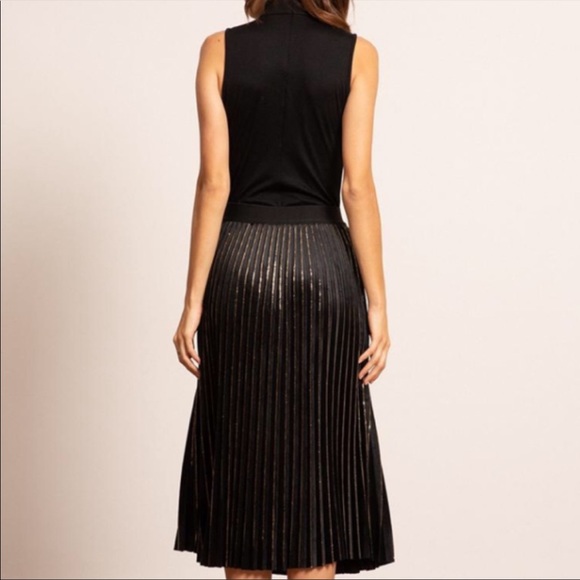 LUCY PARIS NWT Metallic Velvet Pleated Midi Skirt - Picture 8 of 11